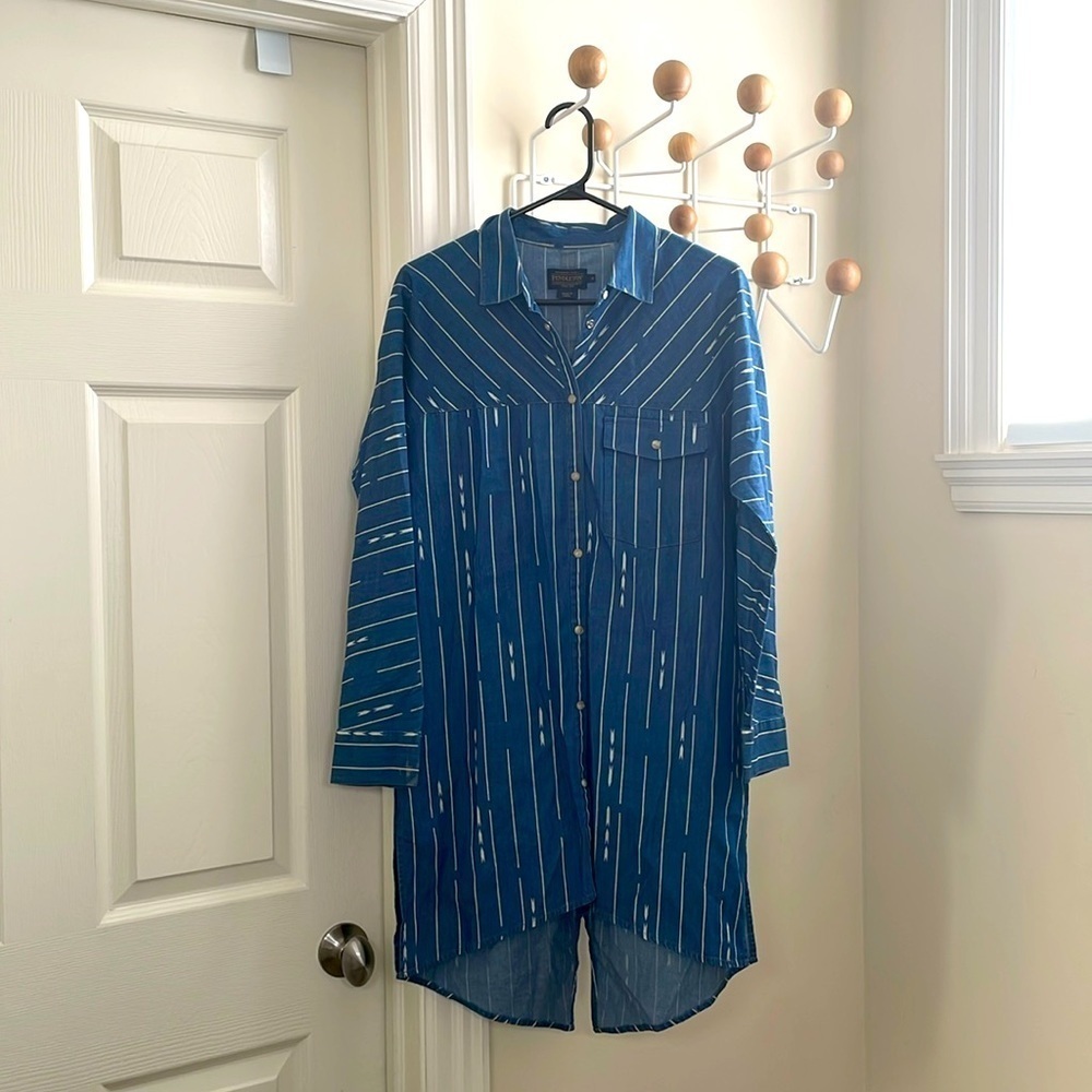 Pendleton - Aztec Western Casual Button Down Tunic Shirt - Blue - S